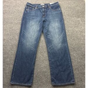 Loft Slouchy Boyfriend Jeans Womens 31/12 Blue Mid Rise Straight Leg 100% Cotton